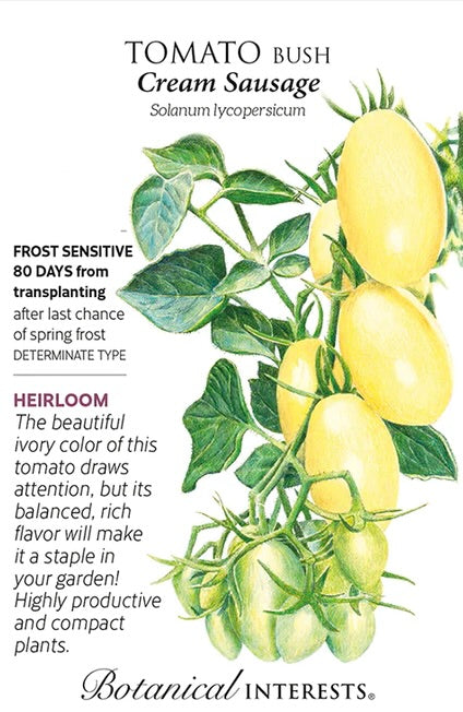 Cream Sausage Bush Tomato Seeds