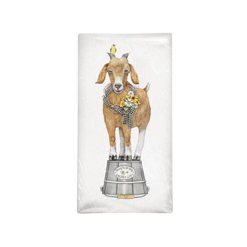 Goat Daisy Wreath Bagged Towel
