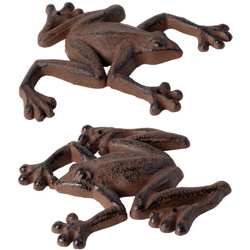 Frog Wall Decoration, Cast Iron, Antique Brown