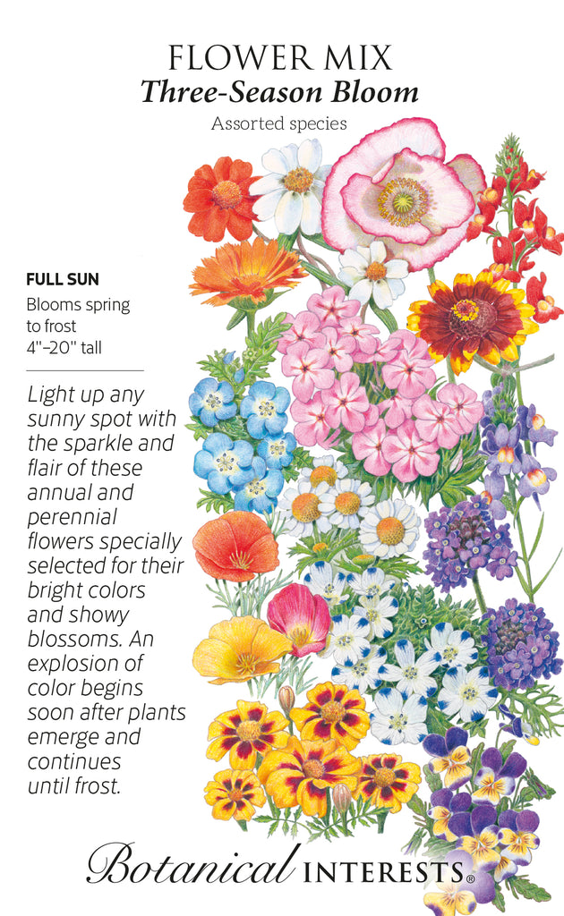 Three Season Bloom Flower Mix Seeds