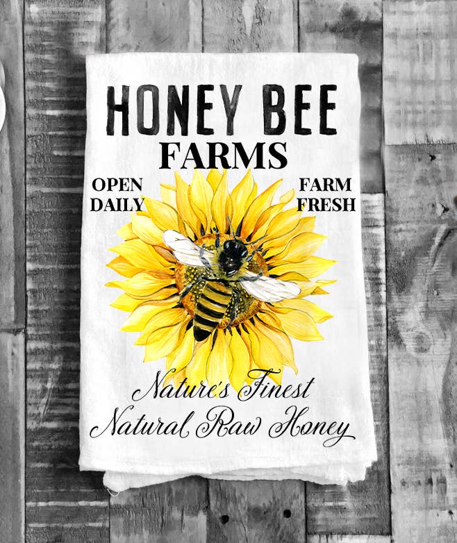 Modern Farmhouse Honey Bee Flour Sack Tea Towel Kitchen