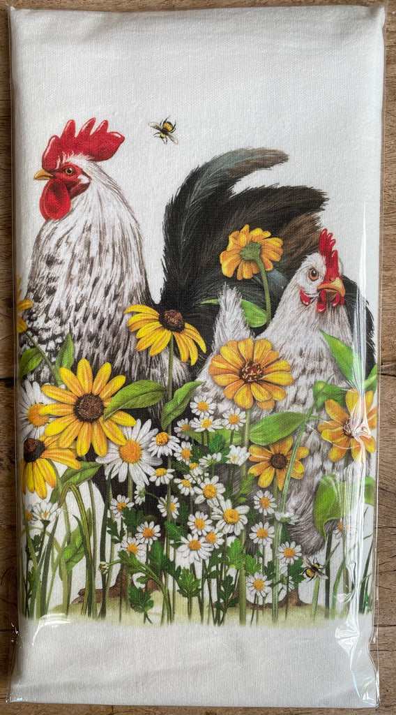 Chickens and Flowers Four Sack Towel