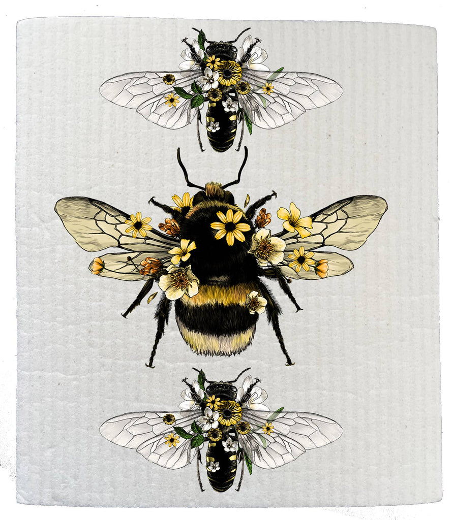 Vintage Bees Flowers Kitchen SWEDISH DISH CLOTHS