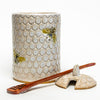 Bee Pattern Handmade Ceramic White Honey Pot / Jar