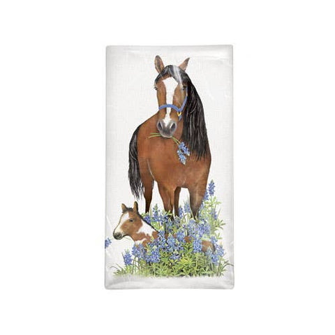 Bluebonnet Horses Bagged Towel