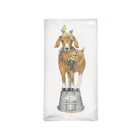 Goat Daisy Wreath Bagged Towel