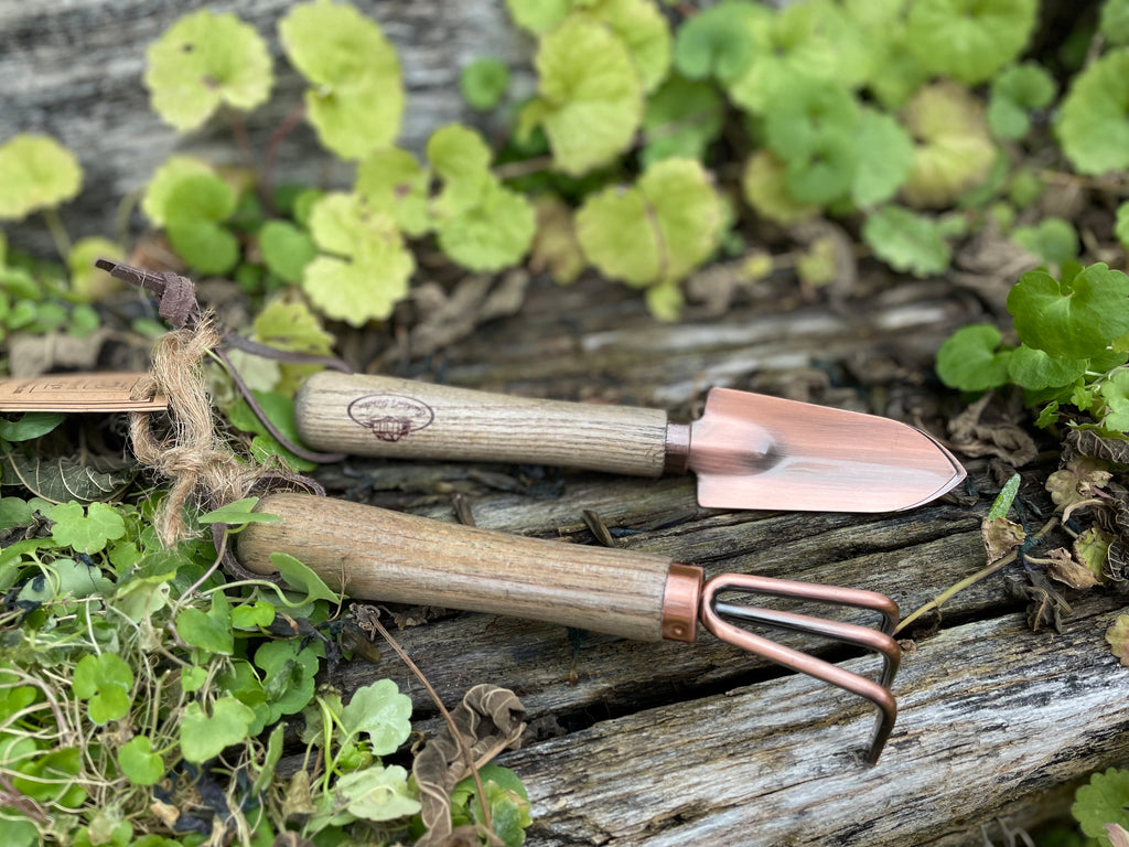 Copper Plated Mini Shovel & Rake Set